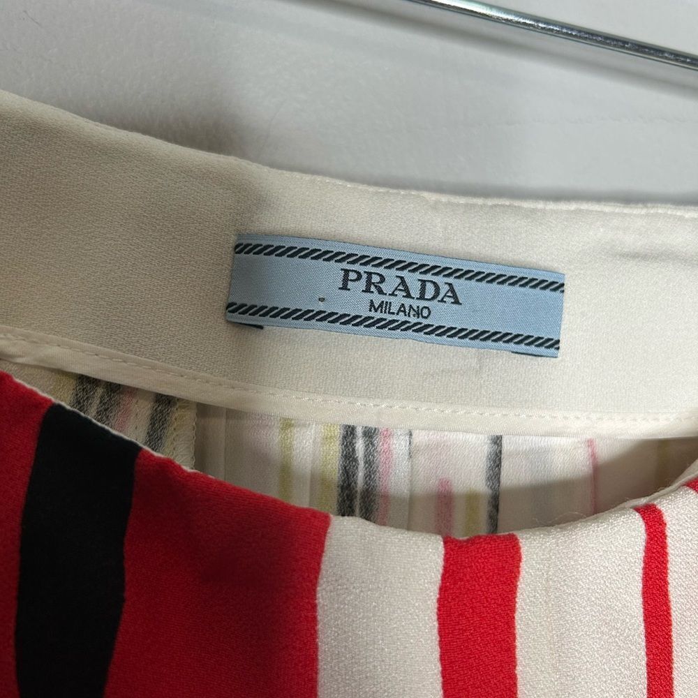 Prada Printed Striped Pleated Skirt - Picture 5 of 8